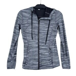Lululemon Define Jacket Hooded Women Size 6 Luon Space Dye Gray Black Full Zip